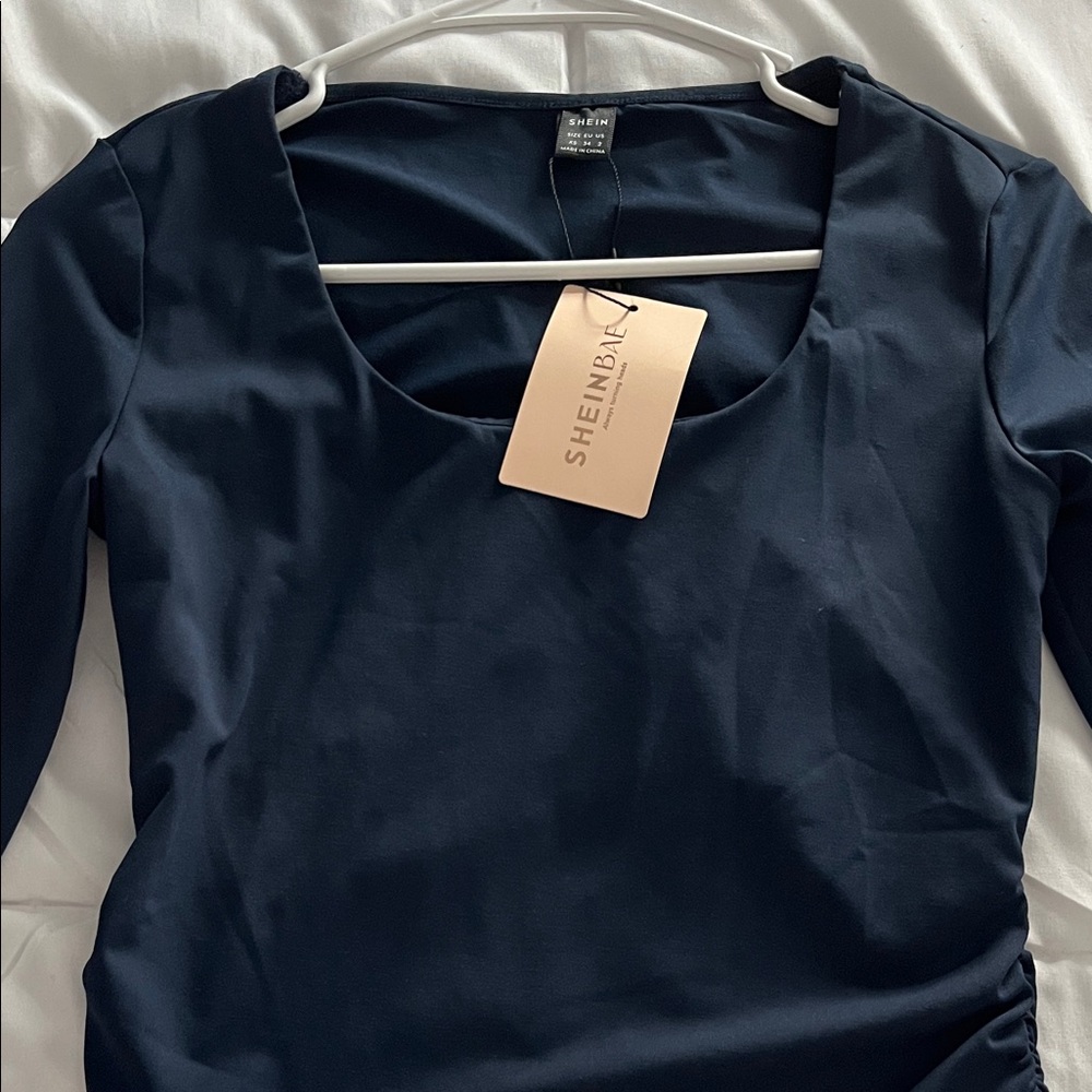 SHEIN Deep Blue Long Sleeve Top